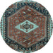 Round Machine Washable Persian Light Blue Traditional Rug, wshtr1911lblu