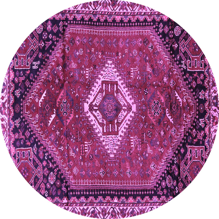 Round Machine Washable Persian Purple Traditional Area Rugs, wshtr1911pur
