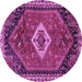 Round Machine Washable Persian Purple Traditional Area Rugs, wshtr1911pur