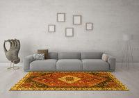 Machine Washable Persian Yellow Traditional Rug, wshtr1911yw