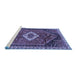 Sideview of Machine Washable Persian Blue Traditional Rug, wshtr1911blu