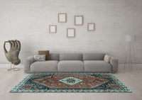 Machine Washable Persian Light Blue Traditional Rug, wshtr1911lblu