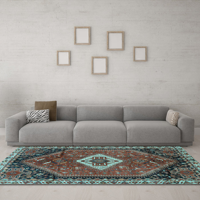 Machine Washable Persian Light Blue Traditional Rug in a Living Room, wshtr1911lblu