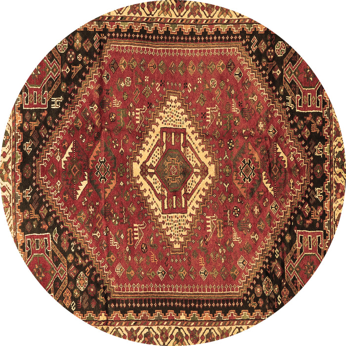 Round Machine Washable Persian Brown Traditional Rug, wshtr1911brn