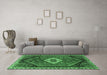 Machine Washable Persian Emerald Green Traditional Area Rugs in a Living Room,, wshtr1911emgrn