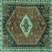 Square Machine Washable Persian Turquoise Traditional Area Rugs, wshtr1911turq