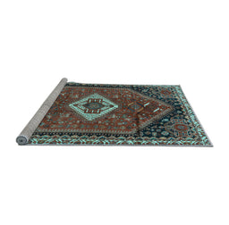Sideview of Machine Washable Persian Light Blue Traditional Rug, wshtr1911lblu