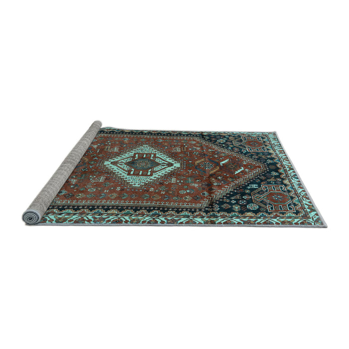 Sideview of Machine Washable Persian Light Blue Traditional Rug, wshtr1911lblu