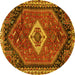 Round Persian Yellow Traditional Rug, tr1911yw