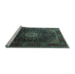 Sideview of Machine Washable Persian Light Blue Traditional Rug, wshtr1912lblu