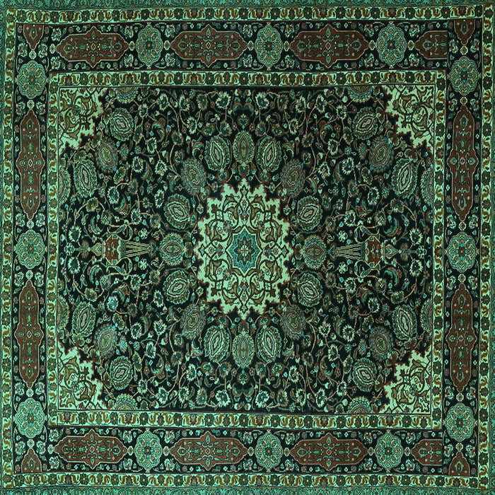 Square Machine Washable Persian Turquoise Traditional Area Rugs, wshtr1912turq