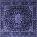 Square Machine Washable Persian Blue Traditional Rug, wshtr1912blu