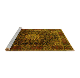 Sideview of Machine Washable Persian Yellow Traditional Rug, wshtr1912yw