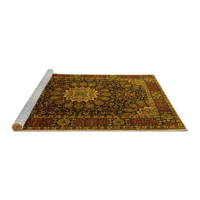 Sideview of Machine Washable Persian Yellow Traditional Rug, wshtr1912yw