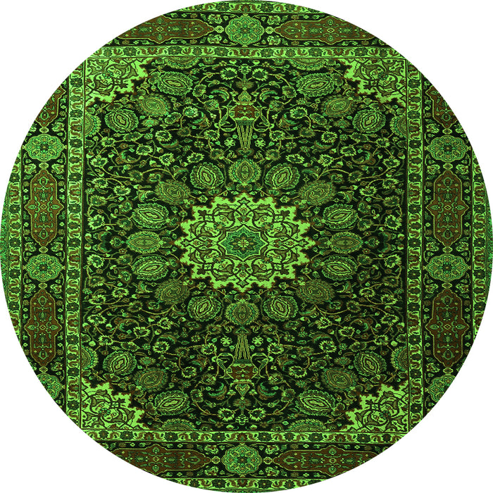 Square Persian Green Traditional Rug, tr1912grn