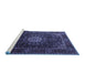 Sideview of Machine Washable Persian Blue Traditional Rug, wshtr1912blu