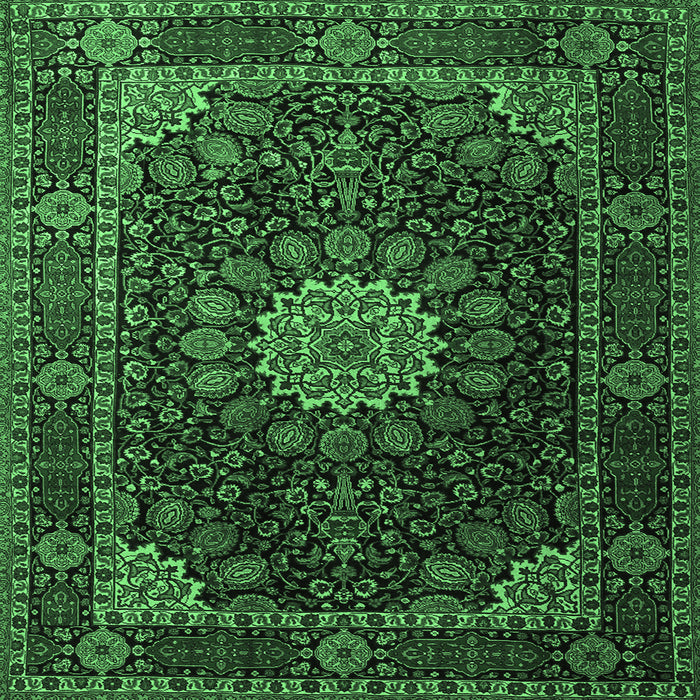 Square Persian Emerald Green Traditional Rug, tr1912emgrn