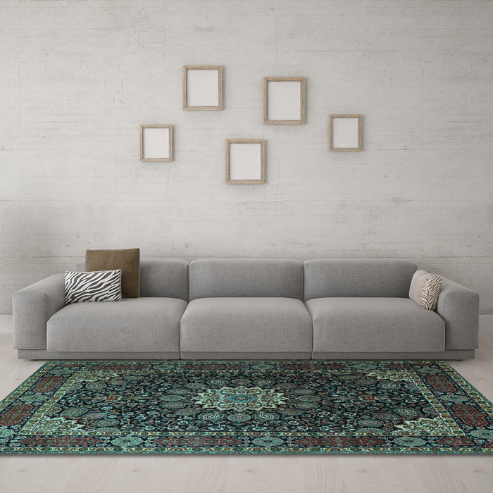 Machine Washable Persian Light Blue Traditional Rug in a Living Room, wshtr1912lblu