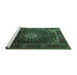 Sideview of Machine Washable Persian Turquoise Traditional Area Rugs, wshtr1912turq