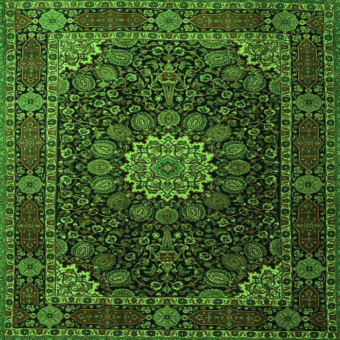 Round Machine Washable Persian Green Traditional Area Rugs, wshtr1912grn