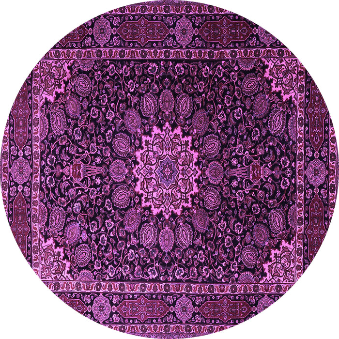 Round Machine Washable Persian Purple Traditional Area Rugs, wshtr1912pur