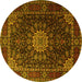 Round Machine Washable Persian Yellow Traditional Rug, wshtr1912yw