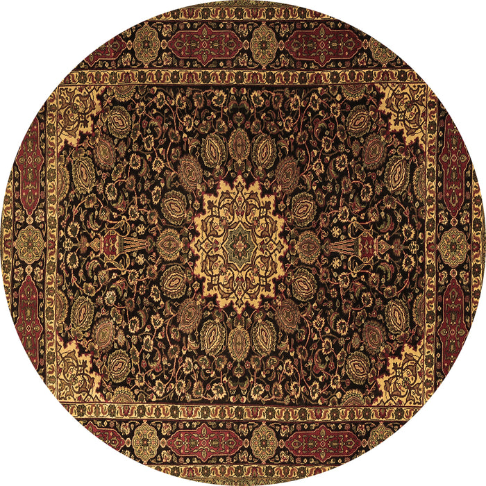 Round Machine Washable Persian Brown Traditional Rug, wshtr1912brn