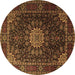 Round Machine Washable Persian Brown Traditional Rug, wshtr1912brn