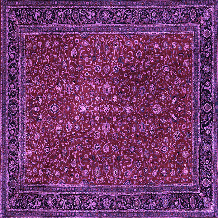 Square Machine Washable Persian Purple Traditional Area Rugs, wshtr1913pur