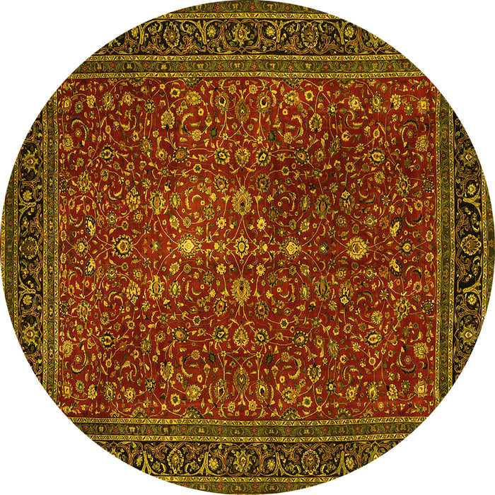 Round Persian Yellow Traditional Rug, tr1913yw