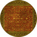 Round Persian Yellow Traditional Rug, tr1913yw