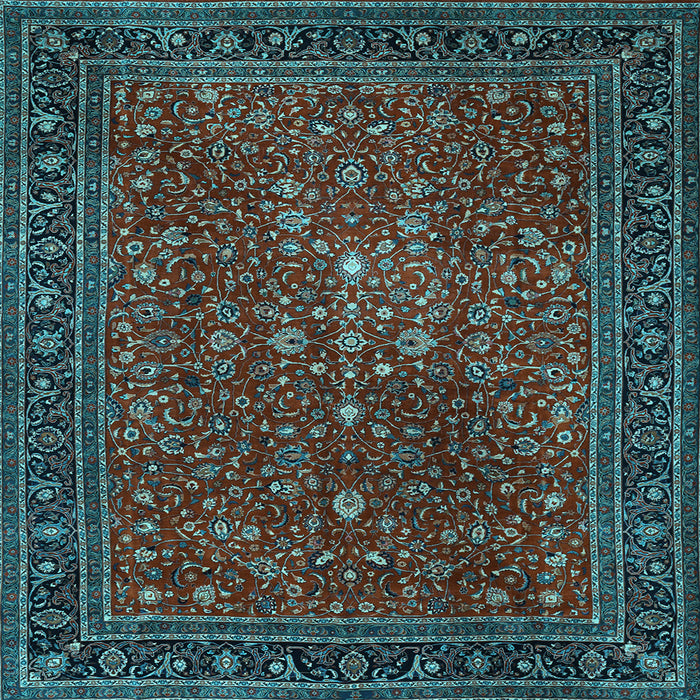 Square Machine Washable Persian Light Blue Traditional Rug, wshtr1913lblu