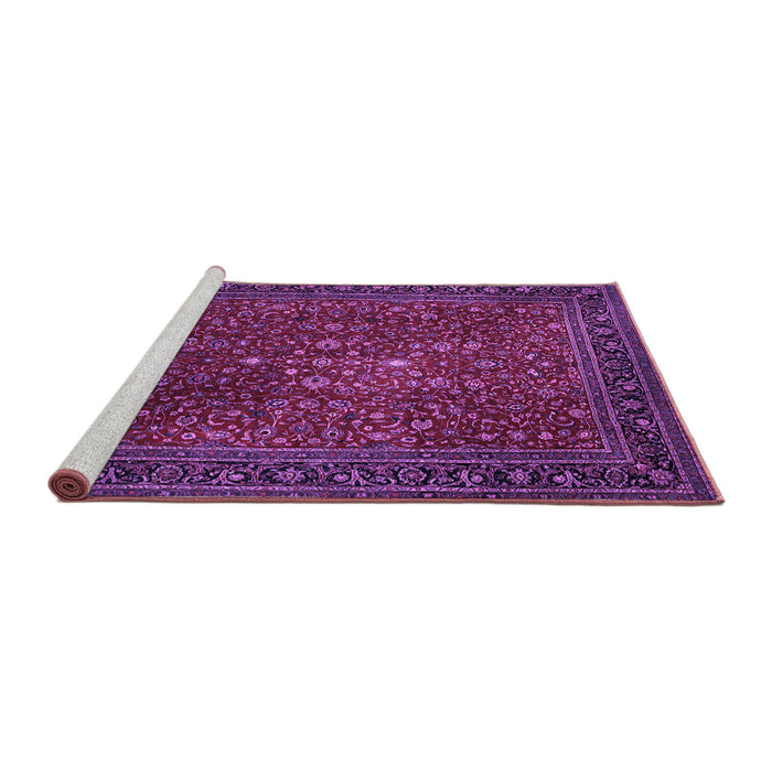 Sideview of Machine Washable Persian Purple Traditional Area Rugs, wshtr1913pur