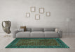 Machine Washable Persian Turquoise Traditional Area Rugs in a Living Room,, wshtr1913turq