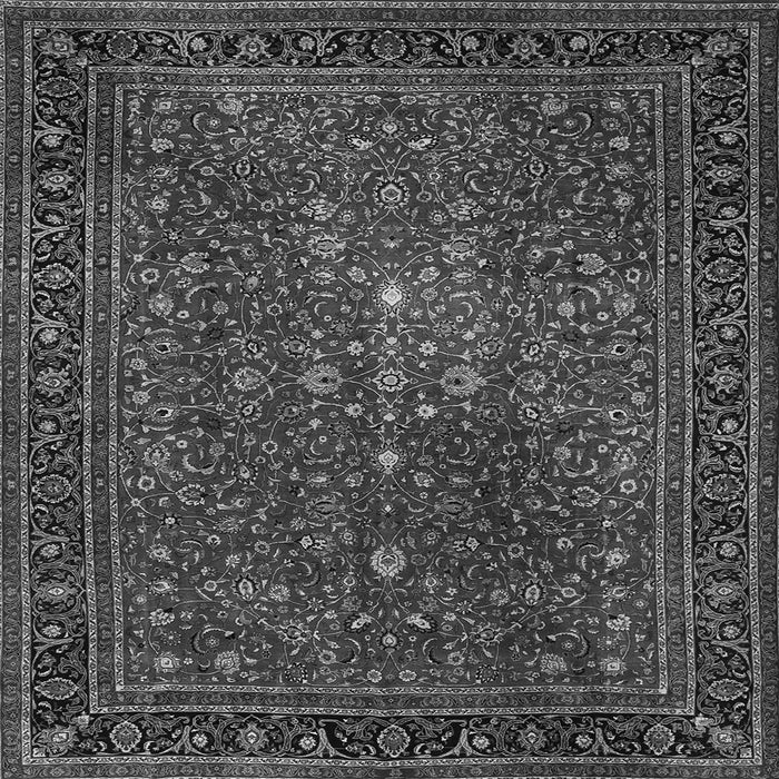 Round Machine Washable Persian Gray Traditional Rug, wshtr1913gry