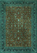 Machine Washable Persian Turquoise Traditional Area Rugs, wshtr1913turq