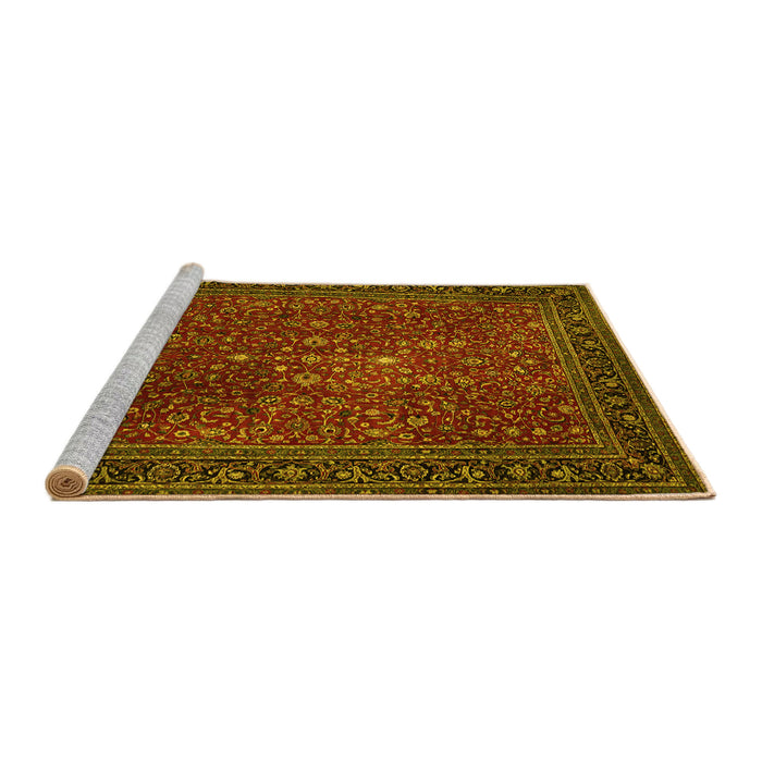 Sideview of Machine Washable Persian Yellow Traditional Rug, wshtr1913yw