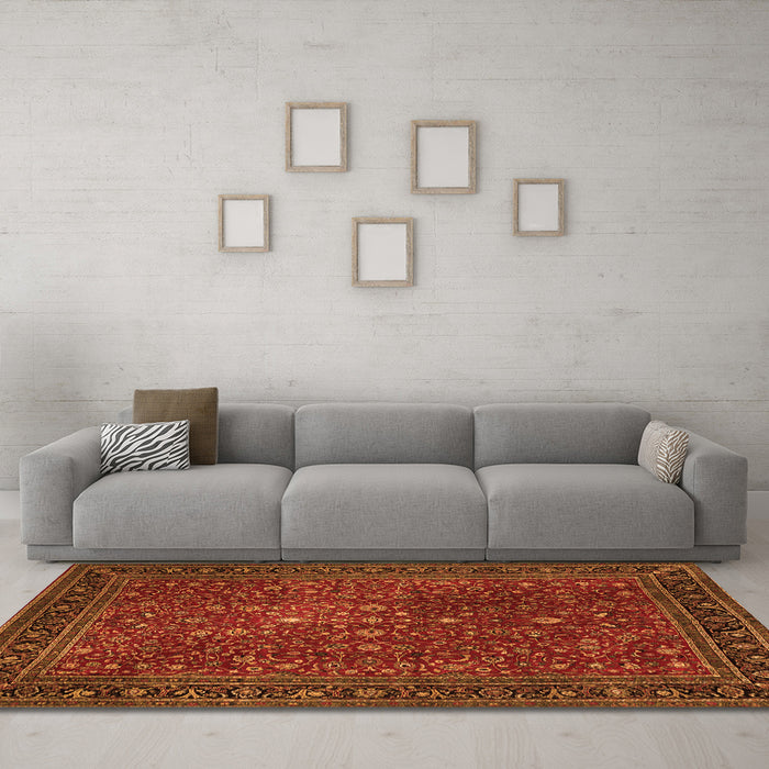 Machine Washable Persian Orange Traditional Area Rugs in a Living Room, wshtr1913org