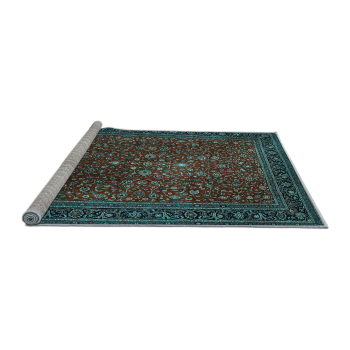 Sideview of Machine Washable Persian Light Blue Traditional Rug, wshtr1913lblu