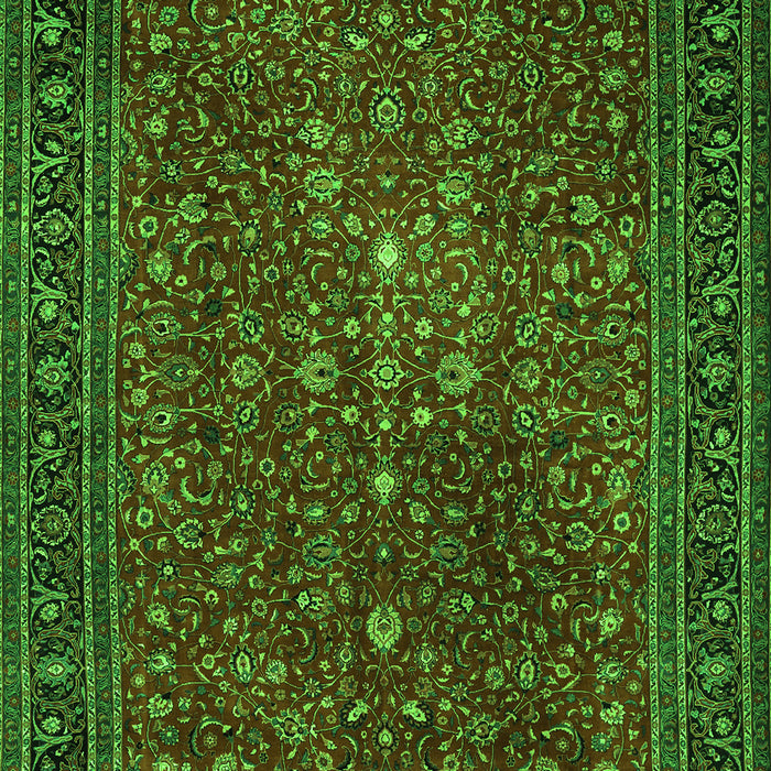Serging Thickness of Machine Washable Persian Green Traditional Area Rugs, wshtr1913grn