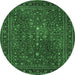 Round Persian Emerald Green Traditional Rug, tr1913emgrn