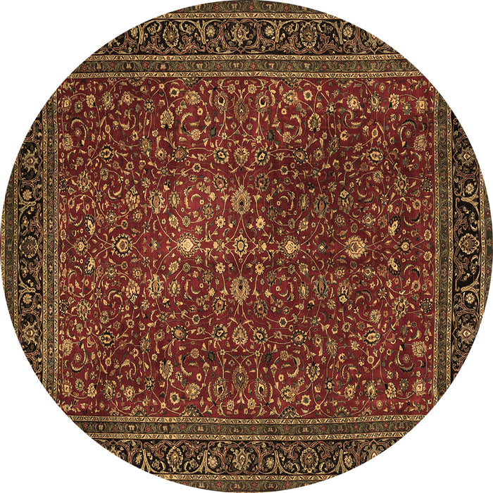 Round Persian Brown Traditional Rug, tr1913brn
