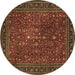 Round Persian Brown Traditional Rug, tr1913brn