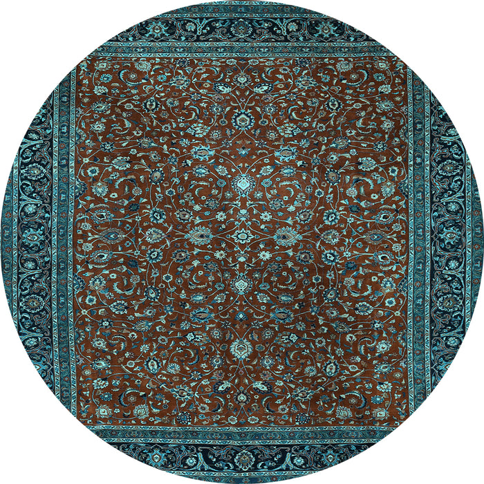 Round Machine Washable Persian Light Blue Traditional Rug, wshtr1913lblu