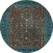 Round Machine Washable Persian Light Blue Traditional Rug, wshtr1913lblu