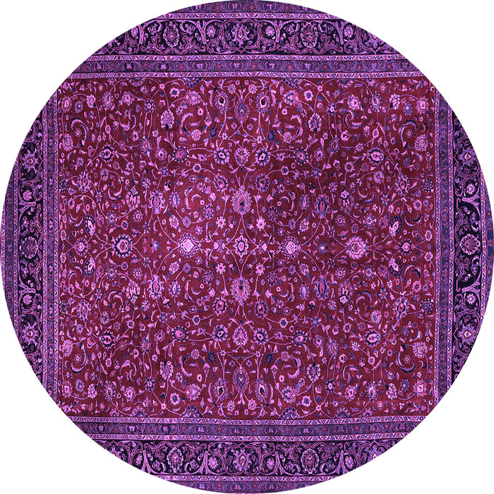 Round Persian Purple Traditional Rug, tr1913pur