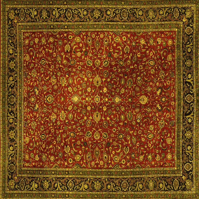 Square Persian Yellow Traditional Rug, tr1913yw