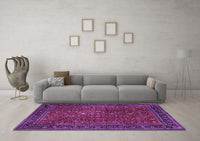 Machine Washable Persian Purple Traditional Rug, wshtr1913pur