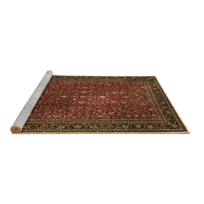 Sideview of Machine Washable Persian Brown Traditional Rug, wshtr1913brn
