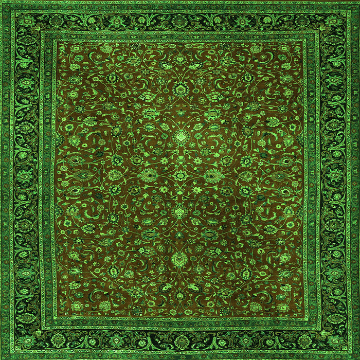 Round Machine Washable Persian Green Traditional Area Rugs, wshtr1913grn